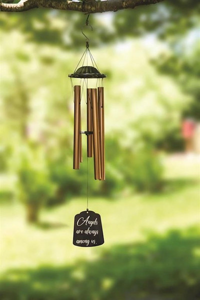 Wind Chime-Angels Are Always Among Us-Bronze Cap (30") by Manual Weavers