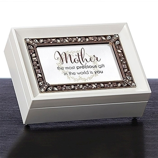 Music Box-Mother-White/Clair De Lun (8" X 6.25" X 2.75") by Roman Inc