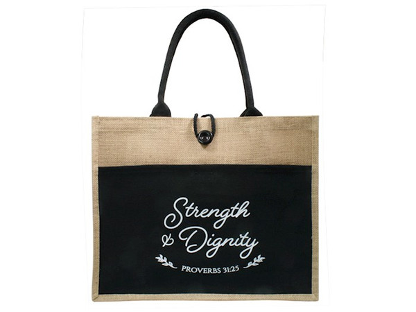 Jute Tote-Strength & Dignity (18" x 13.5" x 5") by Swanson