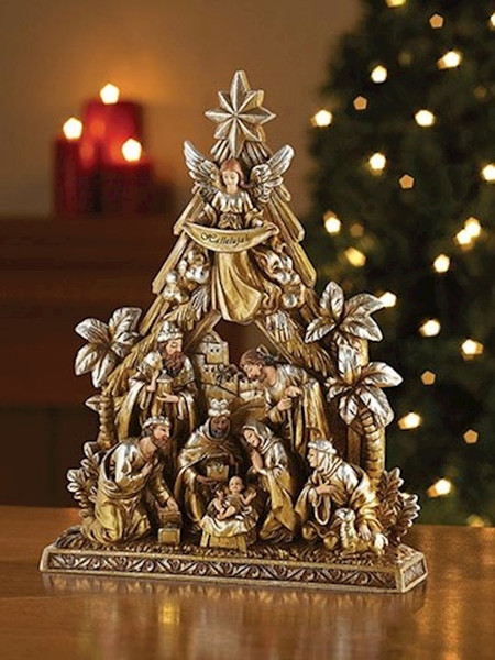 Metallic Nativity Figurine-Gift Boxed (8" x 2" x 10.5") by Christmas