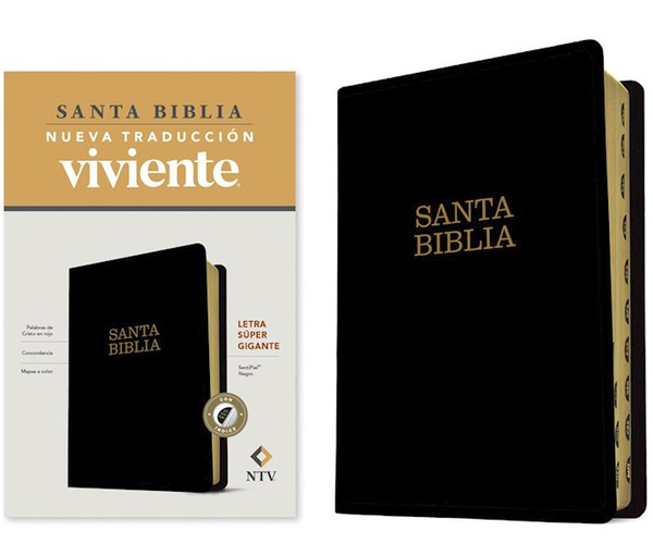 NTV Letra Super Gigante (NLT Super Giant Print Bible)-Black LeatherLike Indexed by Tyndale Espanol