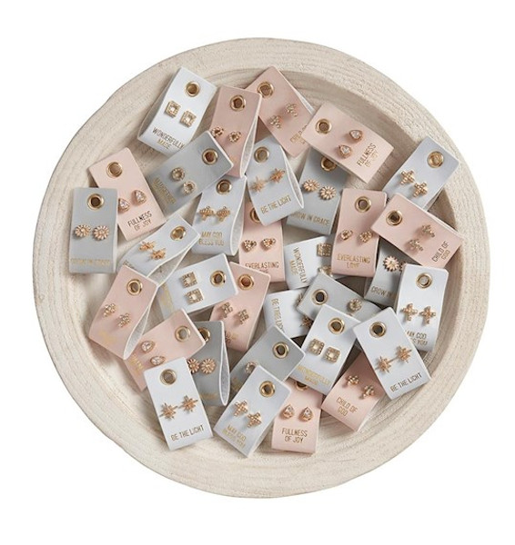 Leather Tag Earrings Filled Display (49 Pieces) by Santa Barbara Des