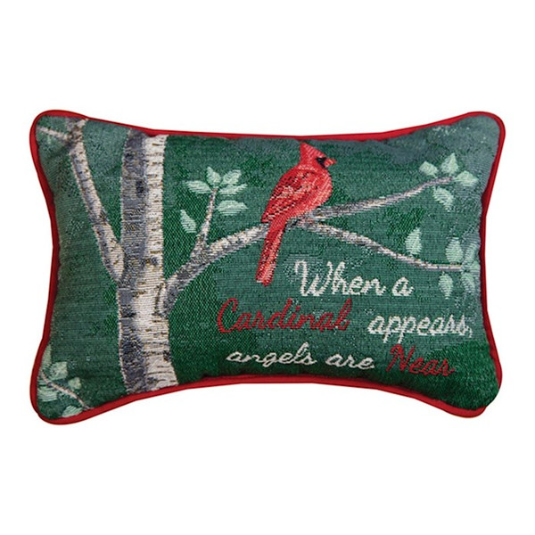 Pillow-When A Cardinal Appears Angels Are Near (12.5" x 8.5") by Manual Weavers