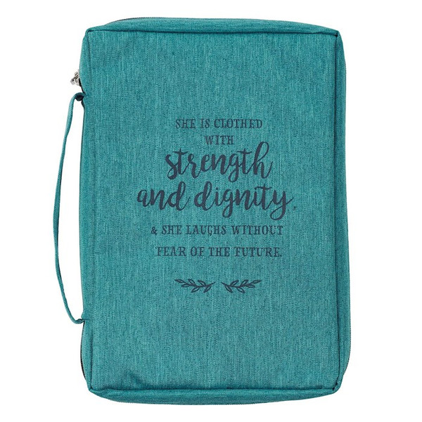 Bible Cover-Value-Strength & Dignity-MED-Teal by Christian Art Gift