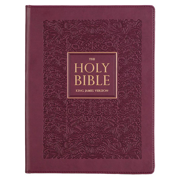 KJV Large Print Note-Taking Bible-Plum Faux Leather Hardcover by Christian Art Gift