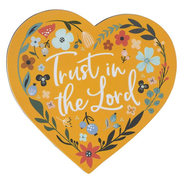 Magnet-Yellow Floral Heart-Trust in the Lord by Christian Art Gift