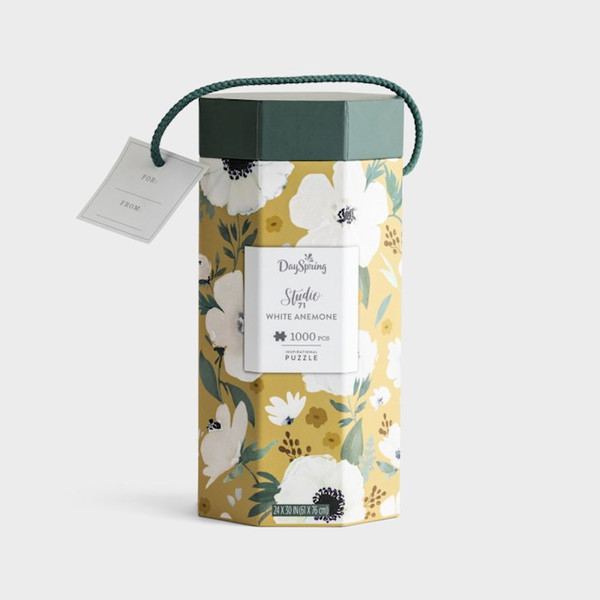 Jigsaw Puzzle-White Anemone w/Poster & Gift Tag (1000 Pieces) by Studio 71