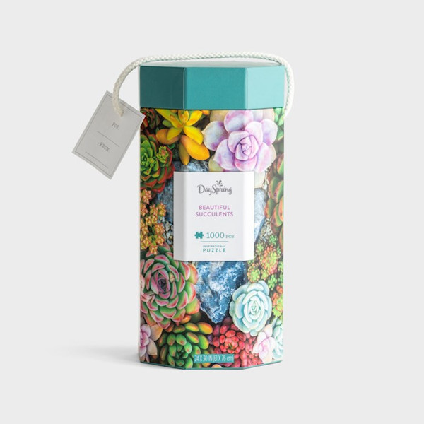 Jigsaw Puzzle-Beautiful Succulents w/Poster & Gift Tag-Isa 43:19 (1000 Pieces) by KJV Scripture