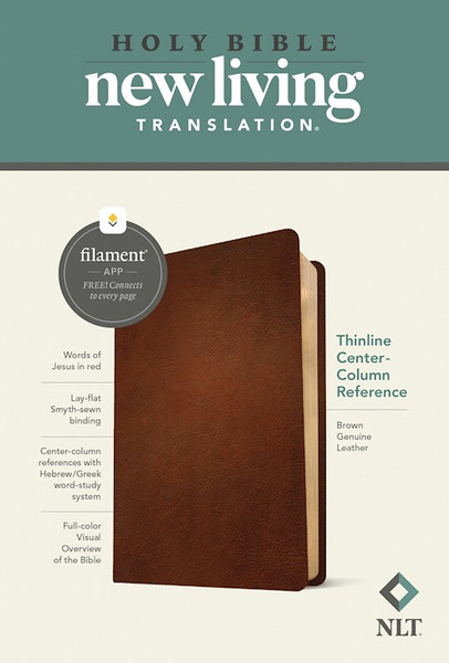 NLT Thinline Center-Column Reference Bible Filament-Enabled-Brown Genuine Leather by Tyndale House