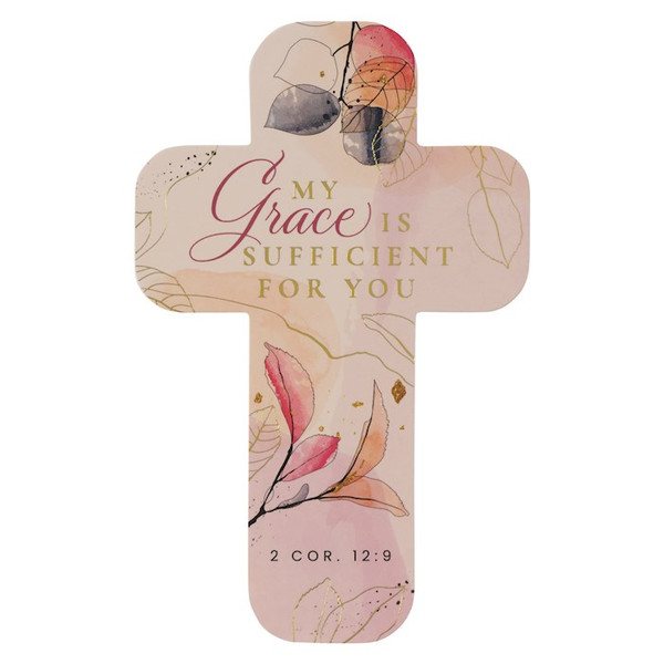 Bookmark-Cross Floral My Grace is Sufficient 2 Cor. 12:9 (Pack Of 12) by Christian Art Gift