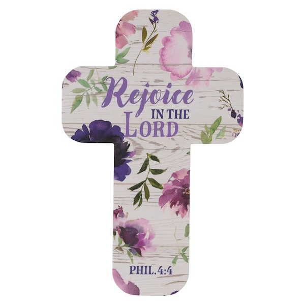 Bookmark-Cross-Purple Floral Rejoice in the Lord Phil. 4:4 (Pack Of 12) by Christian Art Gift