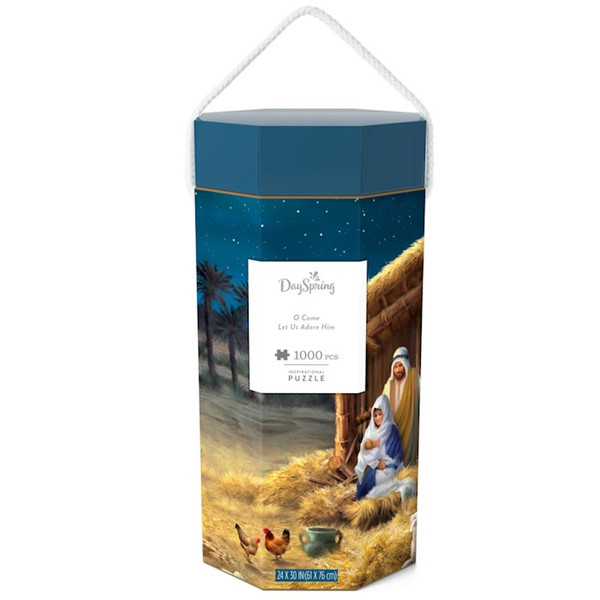 Jigsaw Puzzle-O Come Let Us Adore Him w/Poster & Gift Tag (1000 Pieces) by Christmas