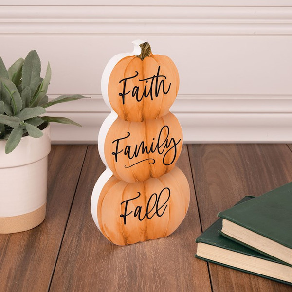 Tabletop Decor-Pumpkins-Faith Family Fall (4.25 x 8.5) by P Graham Dunn