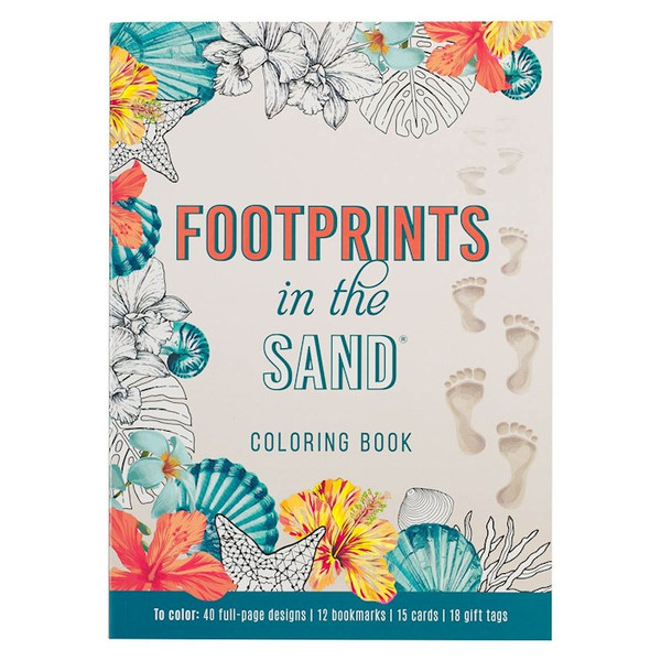 Footprints In The Sand Adult Coloring Book by Christian Art Gift