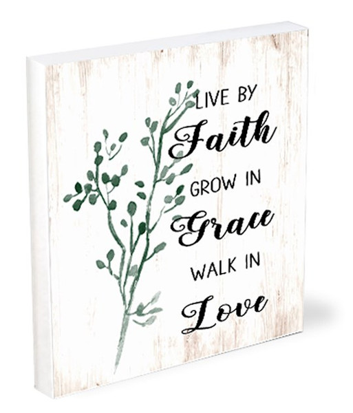 Shelfie Sitter-Live By Faith (4 x 5) by Beechdale Frames