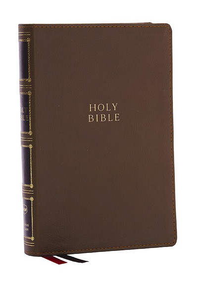 NKJV Compact Center-Column Reference Bible (Comfort Print)-Brown Leathersoft by Nelson Bibles