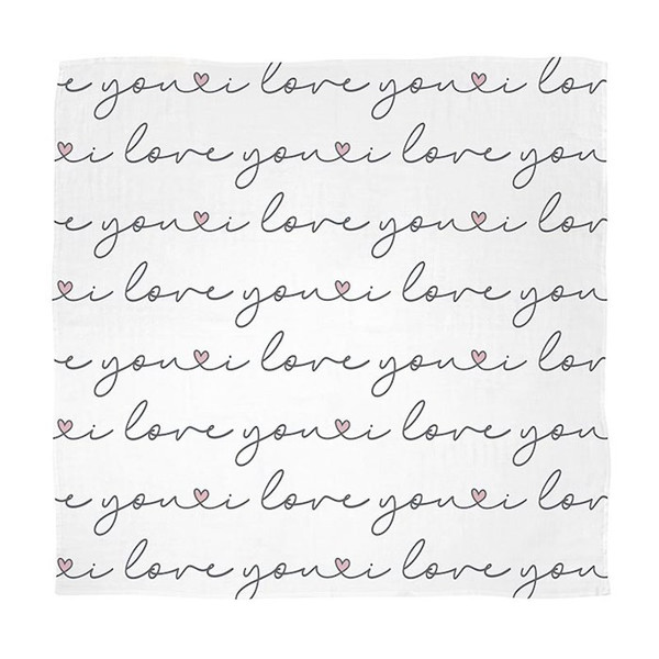 Swaddle Blanket-I Love You Script (45" Square) by Stephan Baby