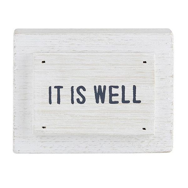 Wood Block-It Is Well (4" x 3" x 1.375") by CB Gift