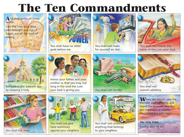 Chart-Ten Commandments Wall-NIV (Laminated Sheet) (19" x 26") by Rose Publishing