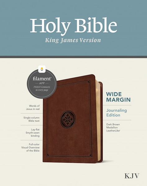 KJV Wide Margin Bible Filament Enabled-Dark Brown Medallion LeatherLike by Tyndale House