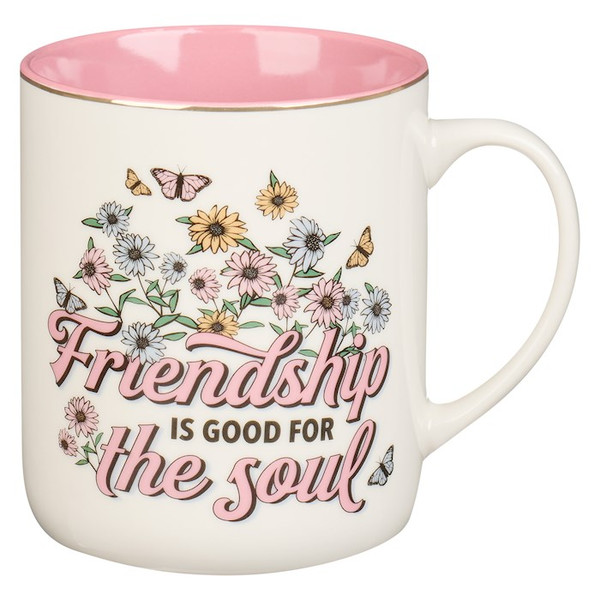 Mug-Friendship Is Good For The Soul-White/Pink Daisies (MUG929) by Christian Art Gift