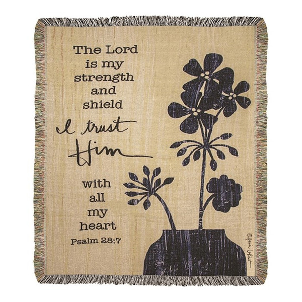 Throw-The Lord Is My Strength And Shield-Tapestry (50" x 60") by Manual Weavers