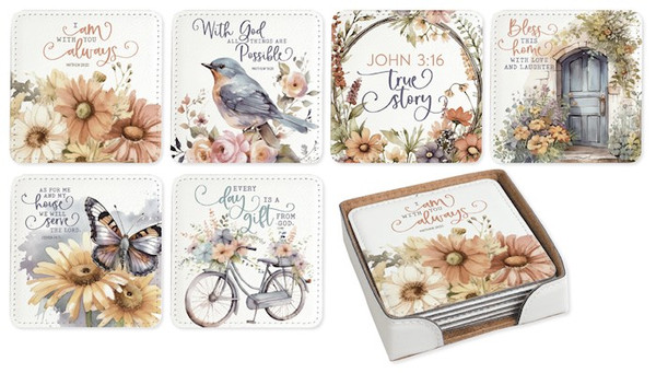 Coaster Set-Floral Assorted (Pk/6) by Dexsa