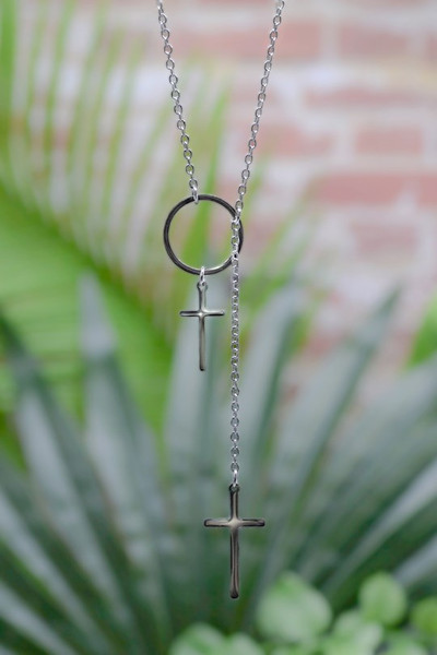 Necklace-Eden Merry-Loop-Double Cross-Stainless Steel by Eden Merry