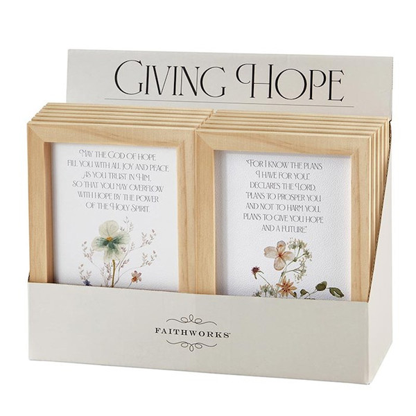 Framed Art-Giving Hope Filled Display (5" x 7") (2 Asst) (12 Pcs)(PKTG) by Spiritual Harvest