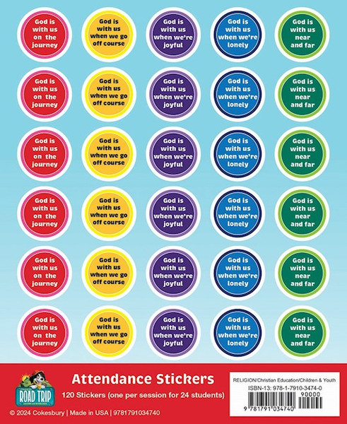 VBS-Road Trip: Attendance Stickers (Pack Of 24) (2025) by Cokesbury