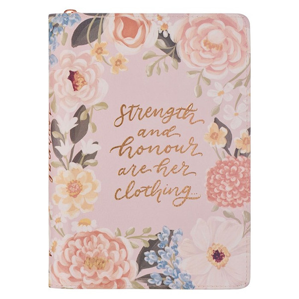 Journal Classic W/ Zip-Strength & Dignity Prov. 31:25-Pink by Christian Art Gift