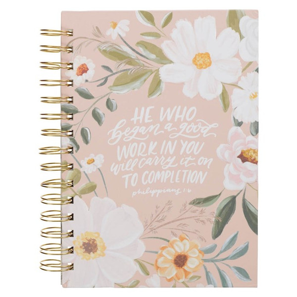 Journal Wirebound-Good Work in You Phil. 1:6-Beige Floral by Christian Art Gift