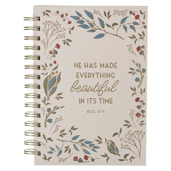 Journal Wirebound-Everything Beautiful Ecc. 3:11-Ivory Floral by Christian Art Gift