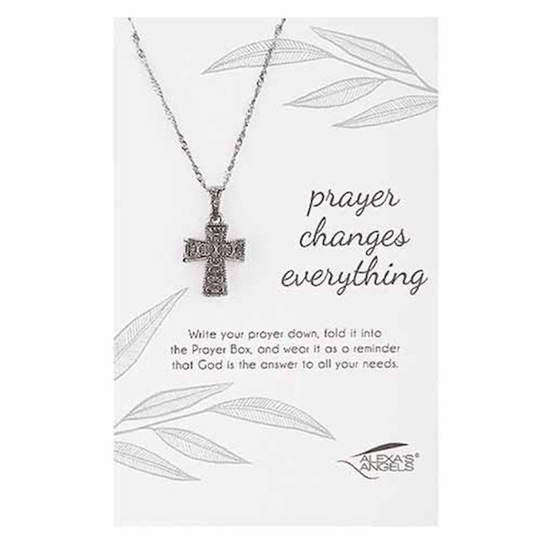 Necklace-Silver Prayer Box-Cross (18-20" Adjustable) by Alexa's Angels