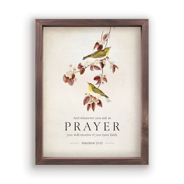 Framed Linen Wall Art-Birds/Prayer (12 3/4 x 16 3/4) by P Graham Dunn