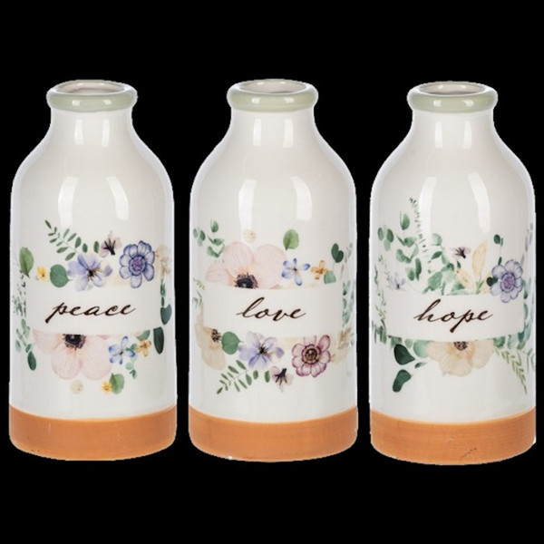 Floral Vase Prepack-Peace Hope & Love (6"H) (Set Of 3) by Ganz