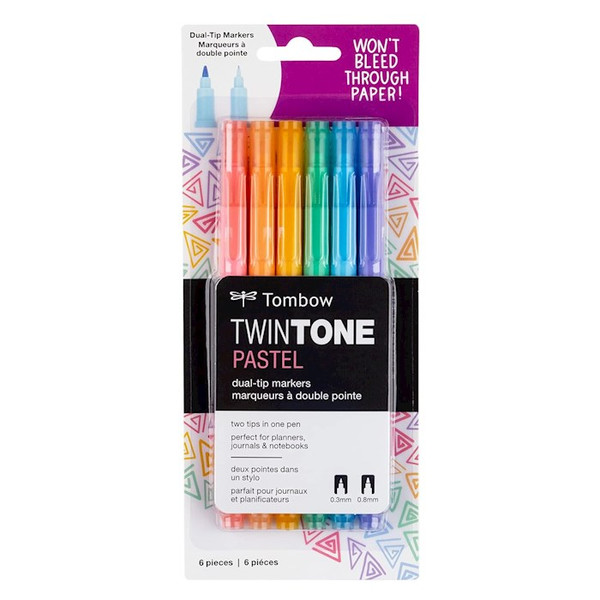 Pen-Dual-Tip Twintone Pastel Marker Set (Set Of 6) by G T Luscombe