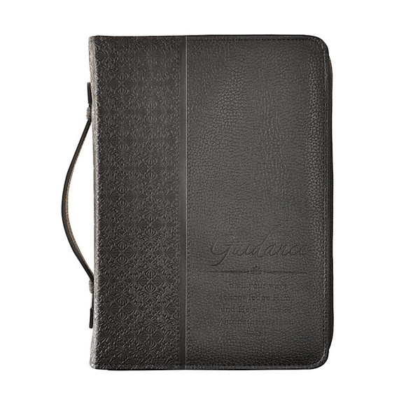Bible Cover-Guidance (Proverbs 3:6)-Black Faux Leather Classic-Medium by Christian Art Gift