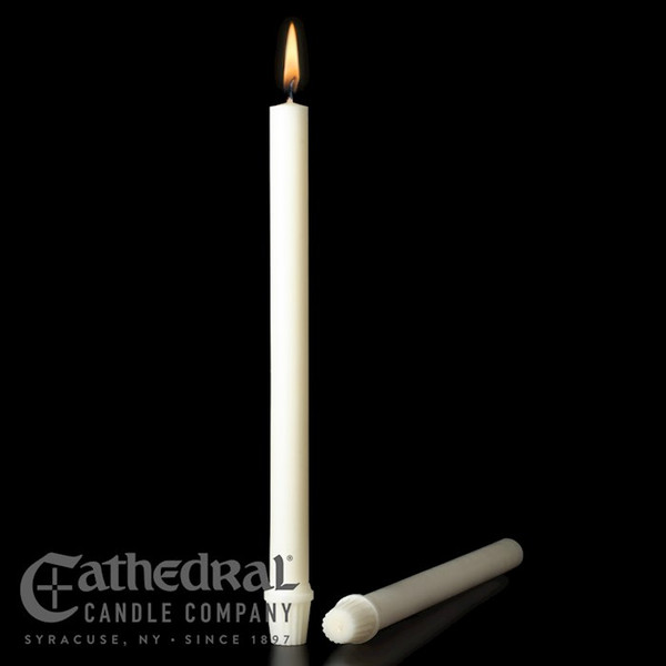 Altar Candle-White Long 2's (7/8" x 23 1/4")-51% Beeswax/SFE (Pack Of 12) by Cathedral Candle