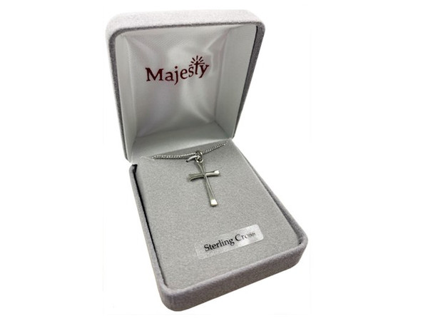 Necklace-Sterling Silver-Cross (18") by Majesty Jewelry