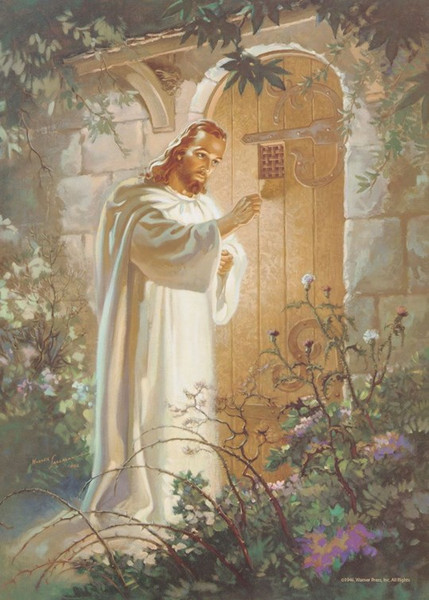 Pocket Card-Smallman Art: Heart's Door (Revelation 3:20) (Pack Of 25) by Warner Press