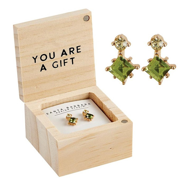 Earrings-You Are A Gift/Drop Emeralds In Box by Christmas