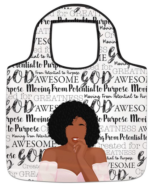 Reusable Grocery Bag-Potential To Purpose (17"W x 21.5" x 2"D) by African American E