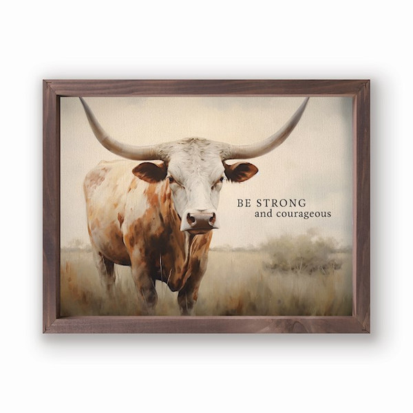 Framed Linen-Be Strong And Courageous (16.75" x 12.75") by P Graham Dunn