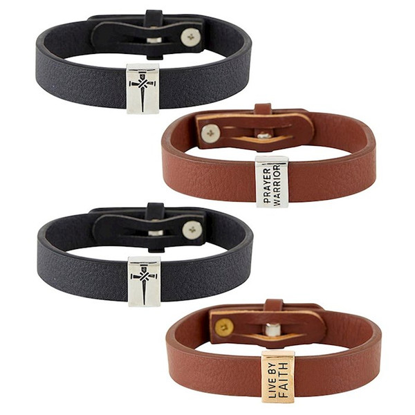 Packsmart-Leather Cuff Bracelets-8 Inch Adjustable (8 Pieces) by Faithworks