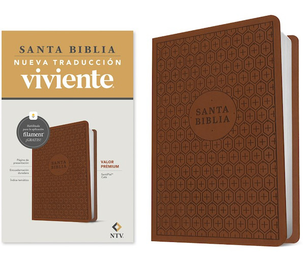NTV Biblia Valor Premium con Filament (NLT Premium Value Bible Filament Enabled)-Brown LeatherLike by Tyndale Espanol