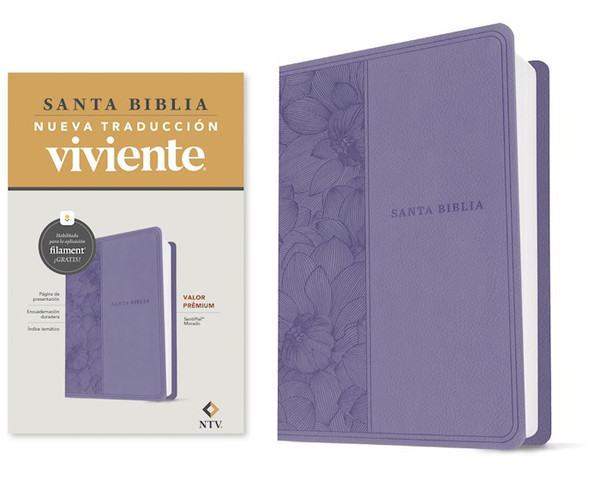 NTV Biblia Valor Premium con Filament (NLT Premium Value Bible Filament Enabled)-Purple LeatherLike by Tyndale Espanol