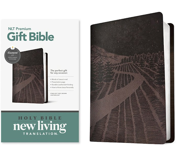 NLT Premium Gift Bible Filament Enabled-Starlight Path Brown LeatherLike by Tyndale