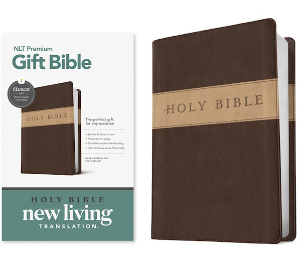 NLT Premium Gift Bible Filament Enabled-Dark Brown/Tan TuTone by Tyndale