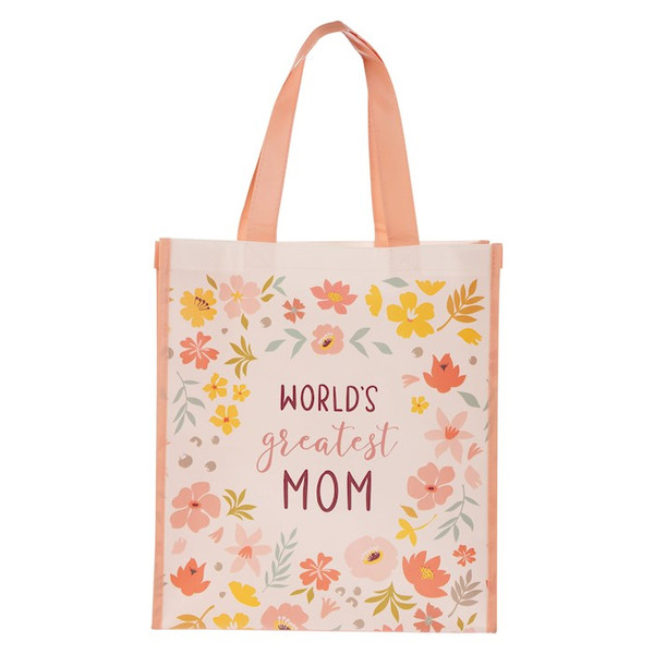Tote-World's Greatest Mom-Floral Print by Christian Art Gift